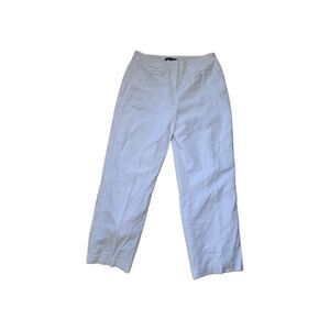 Chadwicks Women's Sz 16 White Linen Blend Straight Leg Dress Pants Trousers GUC